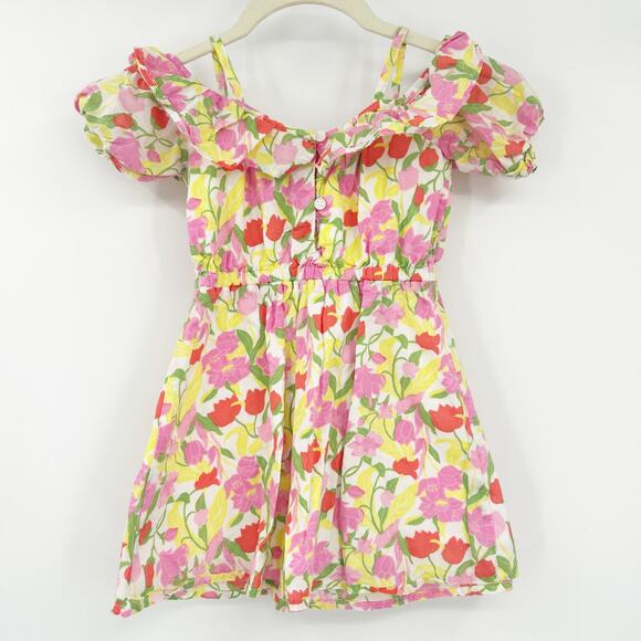Janie and Jack Girls Cottagecore Summer Ruffled Cold Shoulder Floral Dress 3 - Picture 6 of 6